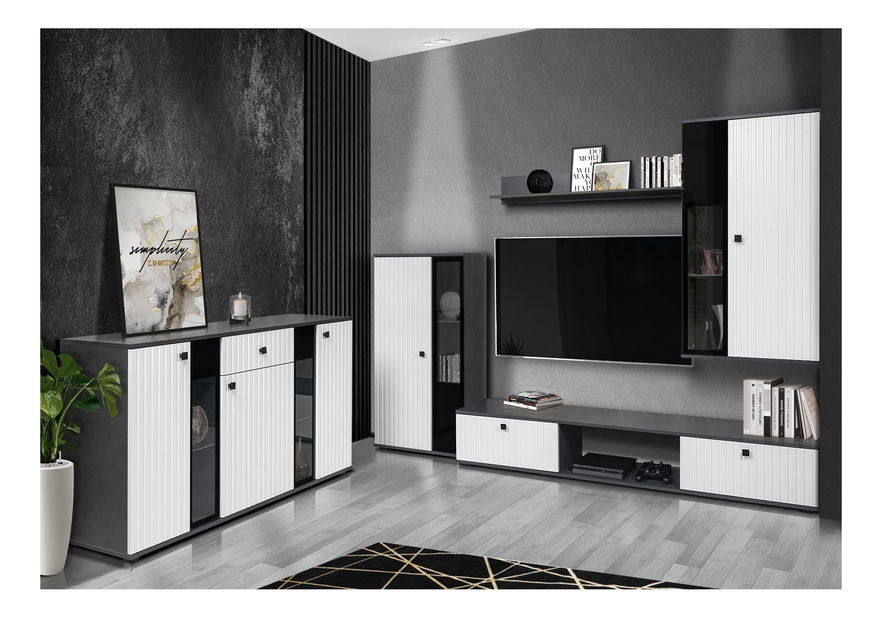 Obývacia stena Saul (biela + matera) (bez osvetlenia)