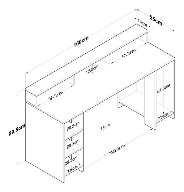 PC stolík Sikine 4 (orech + antracit)