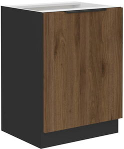 Dolná kuchynská skrinka Manana 60 D 1F BB (korpus: čierna matná + front: orech okapi)