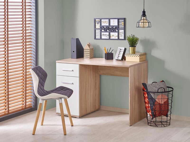 Masă PC Lappa (Alb + Stejar sonoma