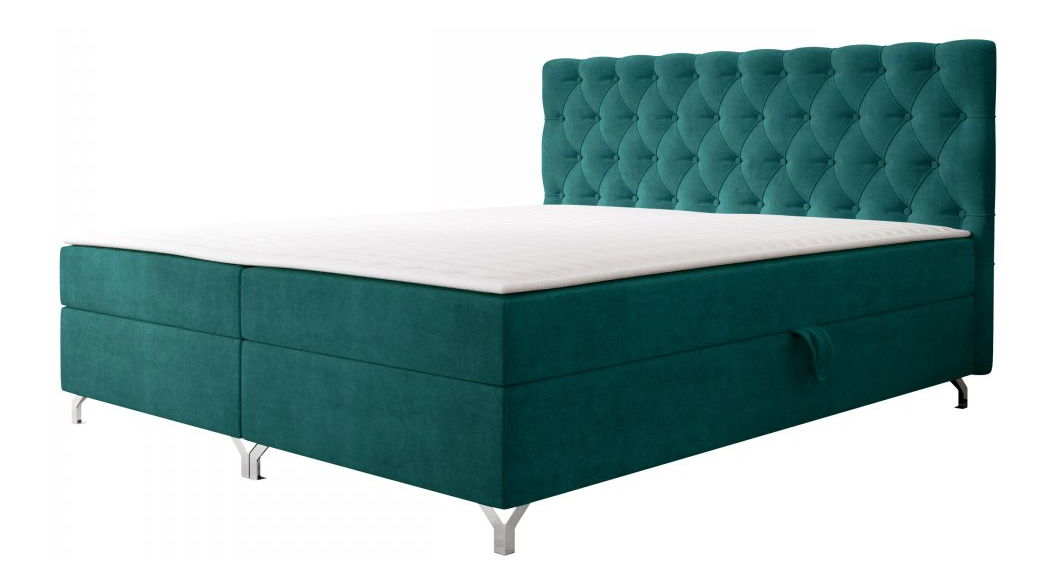 Bračni krevet 160 cm Jenaks 2 (tamnozelena) (s podnicom i madracem) (s prostorom za odlaganje)