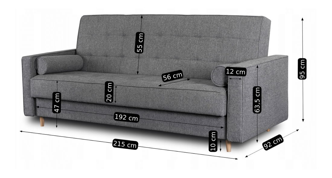 Set od 2 komada sofa Malla (siva) 