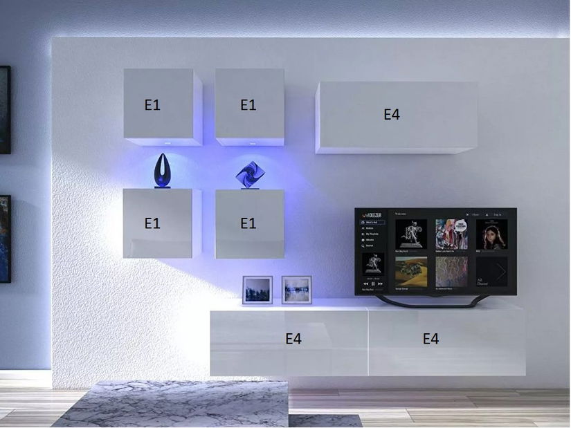 Set za dnevni boravak Berny 61 (bijela + bijeli sjaj)