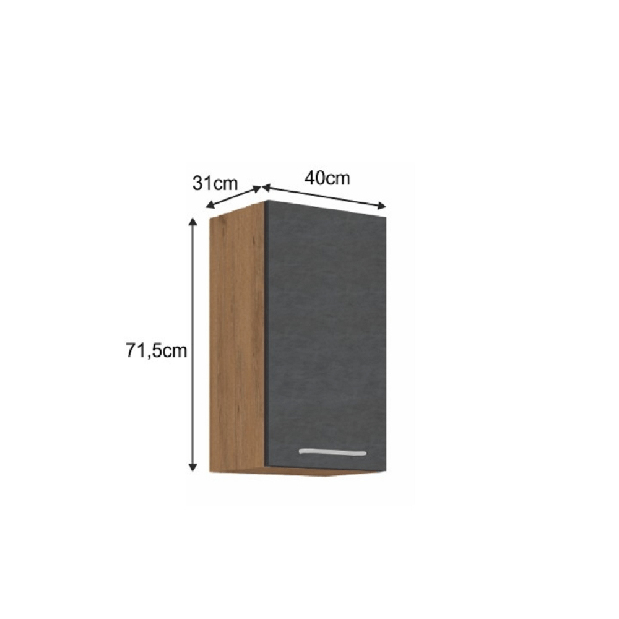 Horná kuchynská skrinka 40 G-72 1F Velaga (sivá matná + dub lancelot)