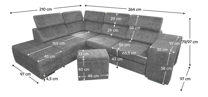 Kutna garnitura Maiga (siva) (L)