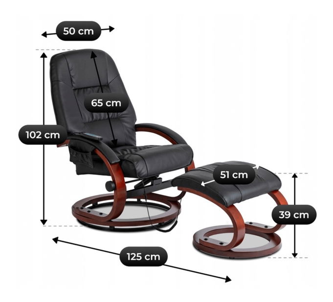 Masszázsfotel zsámollyal Canole (fekete) 