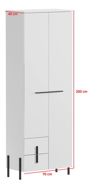 Ruhásszekrény Jarama S01 (fehér + magasfényű fehér)