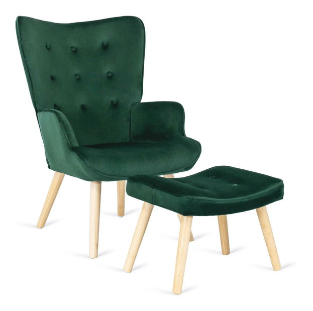 Fotelja s naslonom za noge Lombardi (zelena) 