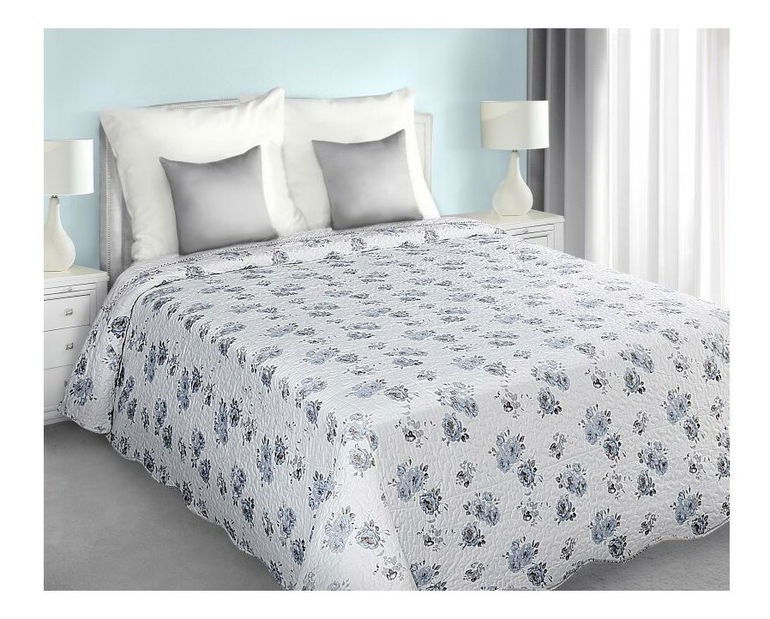 Prehoz na posteľ 240x220 cm GINNY (biela + oceľová)