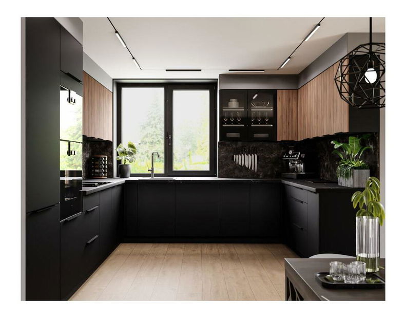 Dulap superior de bucătărie de colț Monzesa 60x60 GN 90 1F (nuc okapi + negru) 