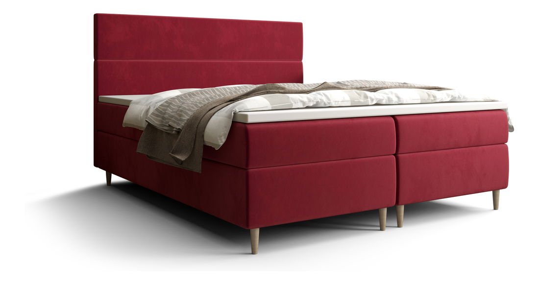 Bračni krevet Boxspring 180 cm Flu Comfort (bordo) (s madracem i prostorom za odlaganje)