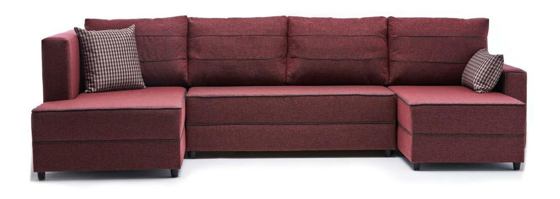 Rohová sedačka v tvare U Emilie (s úl. priestorom) (červená)