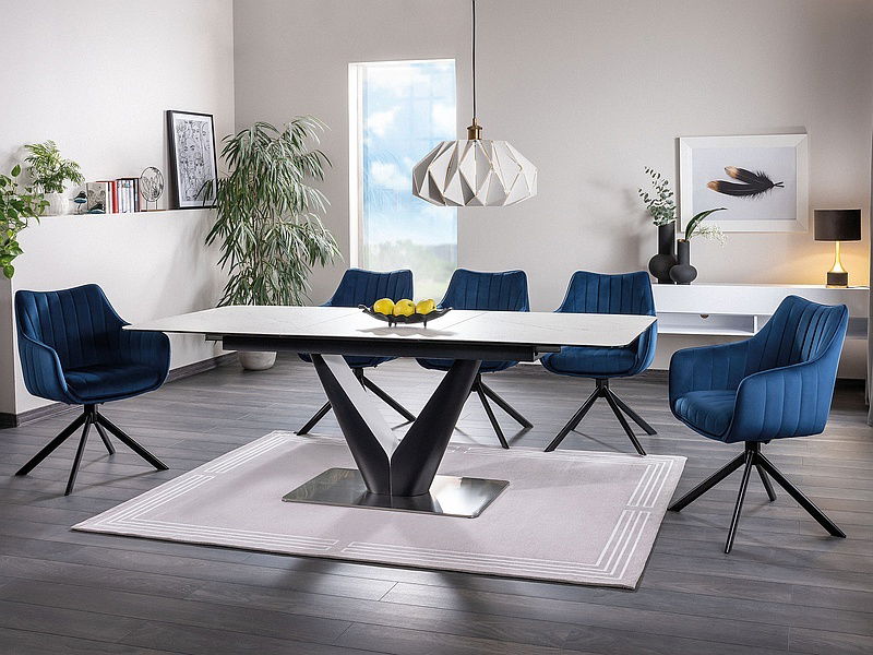 Masă de sufragerie extensibilă 160-220 cm Carletta (alb + negru) (pentru 8 și mai multe persoane)