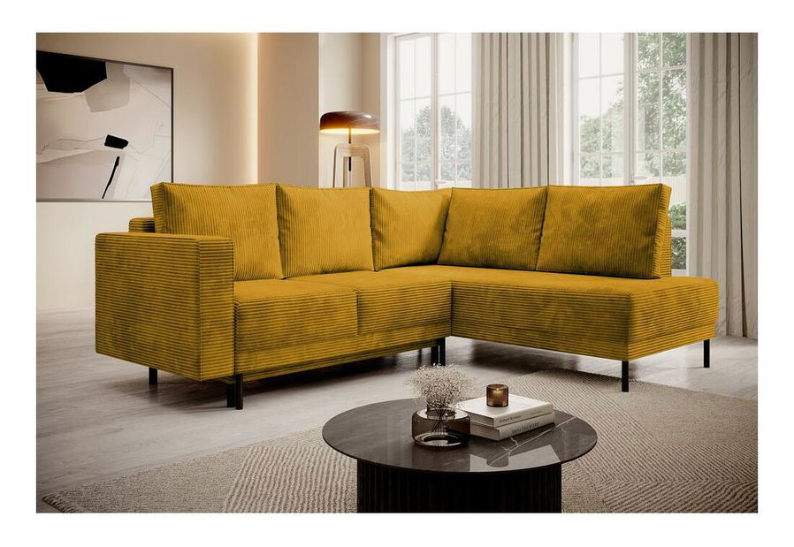 Rohová sedacia súprava Rodriguez (P) (horčicová + čierna)