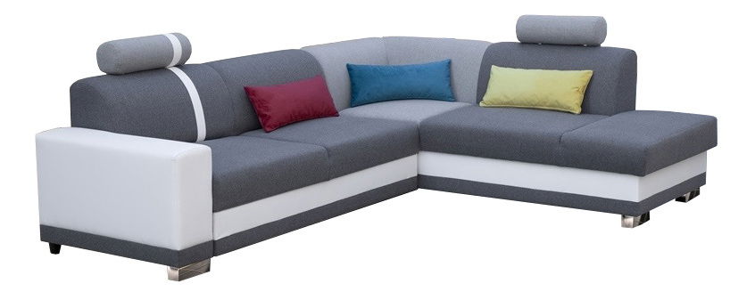 Rohová sedačka Veta (tmavosivá + svetlosivá + biela) (P)