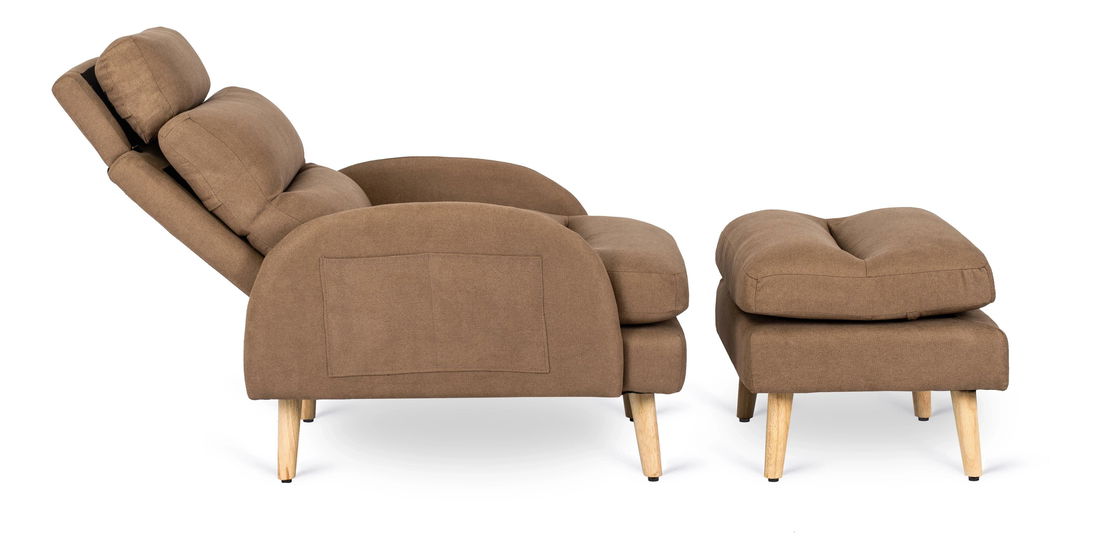 Podesiva fotelja Hondurenas (smeđa) (s tabureom)