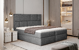 Bračni krevet Boxspring 160 cm Florio (siva) (s madracima i prostorom za odlaganje)