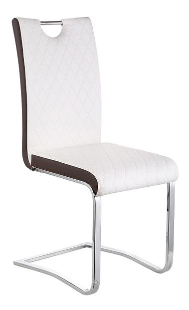 Jedálenská stolička Imane (biela + hnedá + chróm)