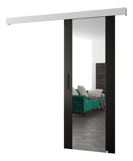 Klizna vrata 90 cm Sharlene II (crna mat + bijela mat + crna) (s ogledalom)
