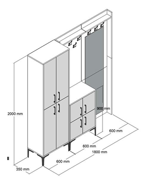 Mobilier hol Betina ABC (Nuc + antracit)