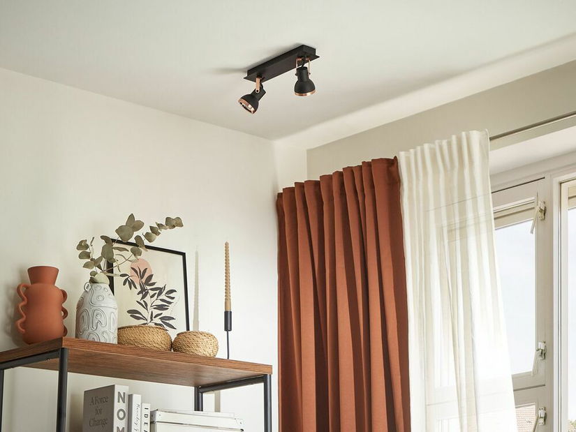 Stropné svietidlo Braulio (čierna + medená)