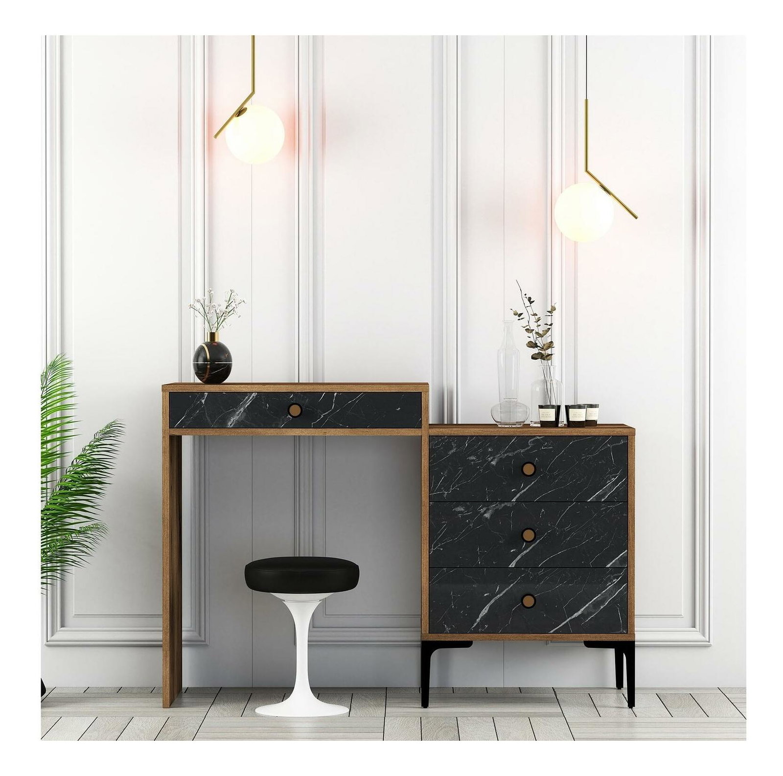 Fésülködőasztal Logan 2 (dió + fekete)