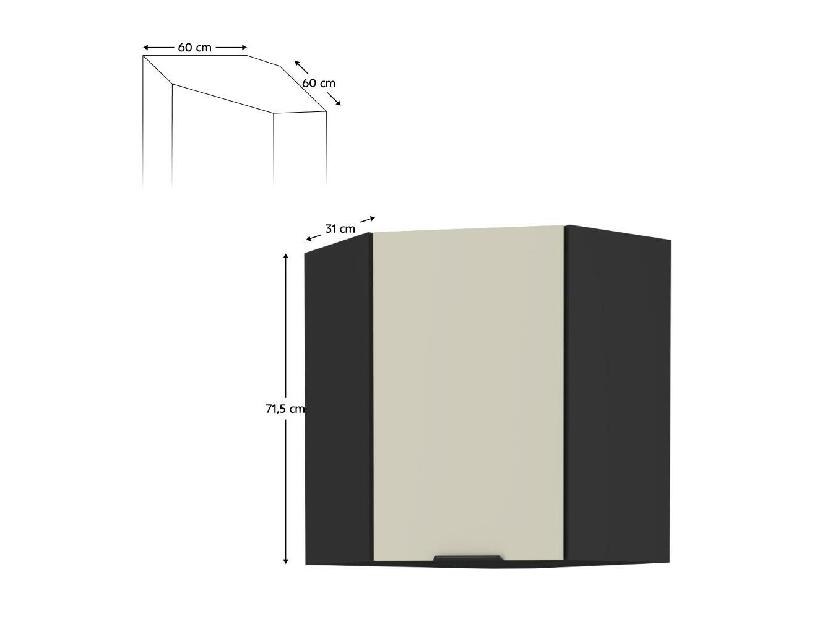 Horná rohová kuchynská skrinka Arikona 60x60 GN 72 1F (kašmír + čierna) 