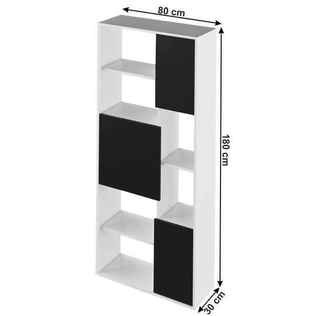 Polcos szekrény Umini (fehér + fekete)