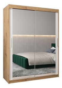 Ruhásszekrény 150 cm Toki 3 (artisan tölgy + matt fehér)