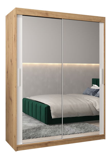 Ruhásszekrény 150 cm Toki 3 (artisan tölgy + matt fehér)