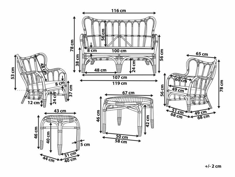 Set mobilier de grădină Bremen (maro)