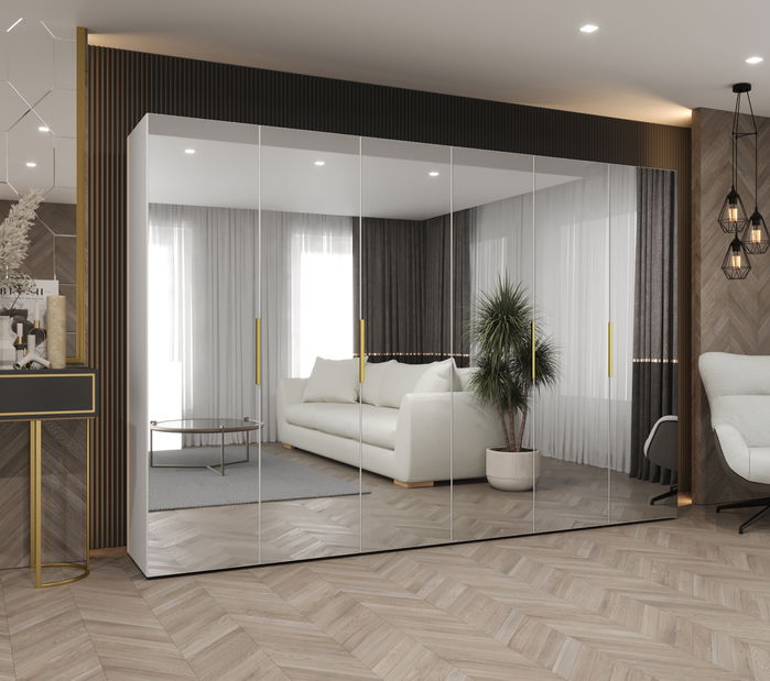 Ormar za garderobu 300 cm Mirabella 3 (bijela + zlatna)