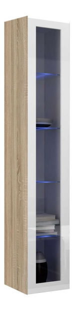 Vitrína Zigo 180 (dub sonoma + biely lesk) (s osvetlením) *výpredaj