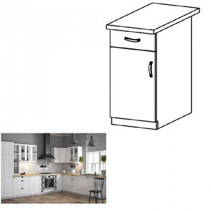 Donji kuhinjski ormarić D40S1 Provense (bijela + bor andersen) (L)