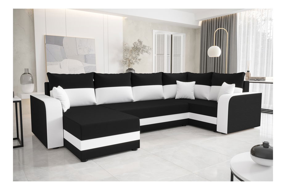U alakú sarokkanapé Harmony Long (fekete + fehér) (J)