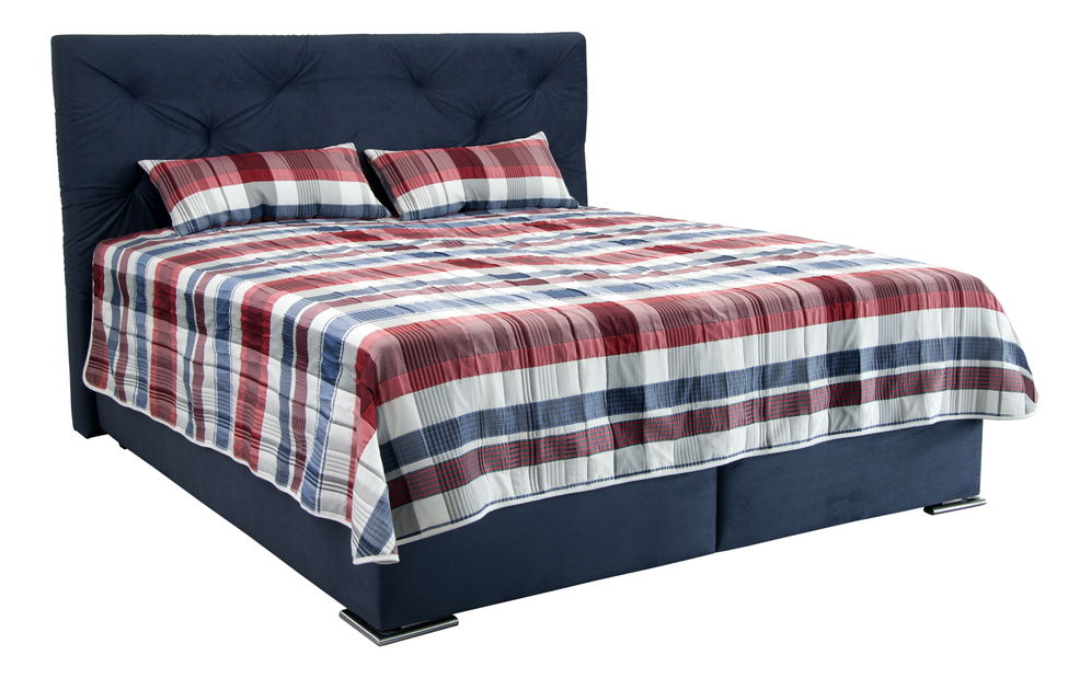 Manželská posteľ 180 cm Blanár Chicago (modrá) (s roštom a matracom NELLY PLUS)