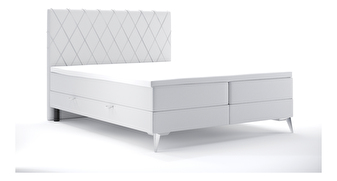 Manželská posteľ Boxspring 140 cm Miror (biela ekokoža) (s úložným priestorom)