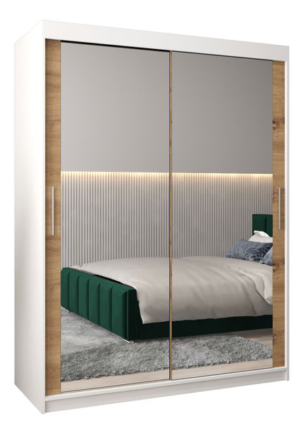 Ruhásszekrény 150 cm Toki 3 (matt fekete + artisan tölgy)