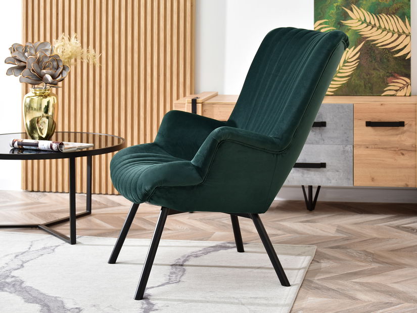 Dizajnové kreslo Lanzaris (zelená + zlatá)