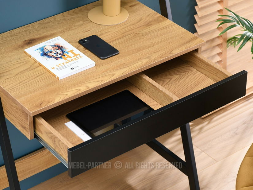 Masă PC Dylen (stejar negru + negru)