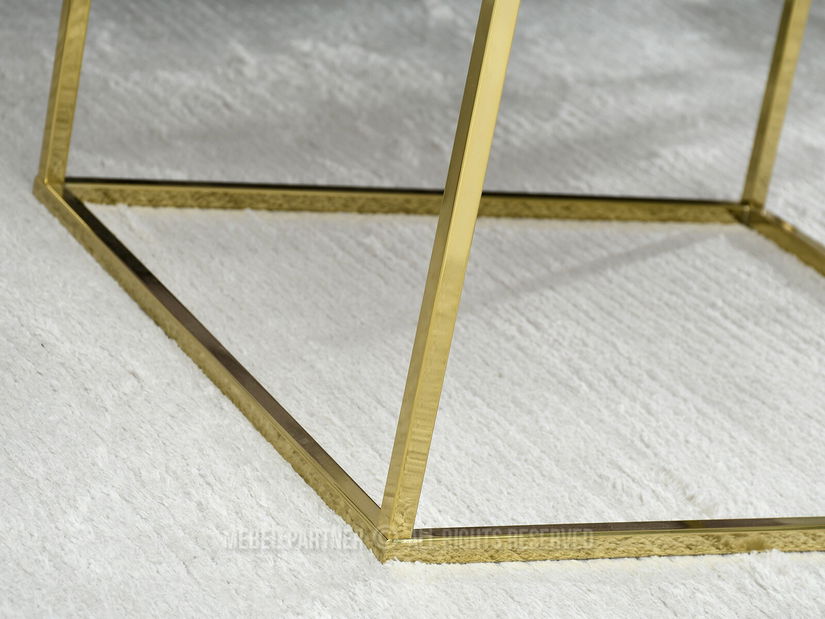 Konferenčný stolík Bella M (biely mramor + zlatá)