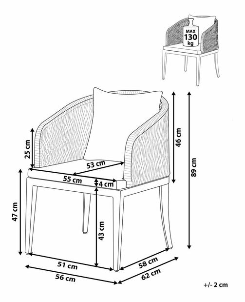 Kerti szék szett (2 db.) Lipe (sötétszürke)