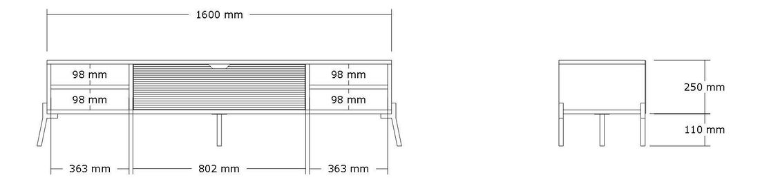 TV stolić/ormarić Motosu (hrast safir + antracit) 