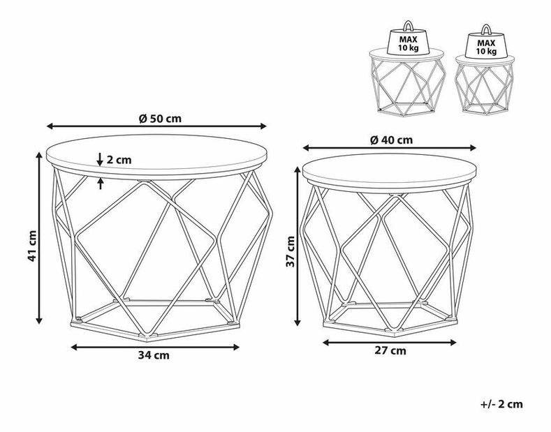 Set 2 ks măsuțe cafea Brunko (lemn închis)