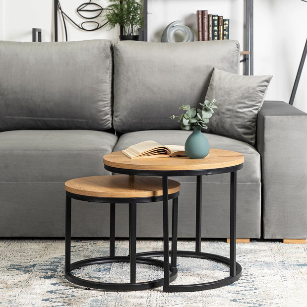 Set 2 ks konferenčných stolíkov Dalila (dub zlatý) 