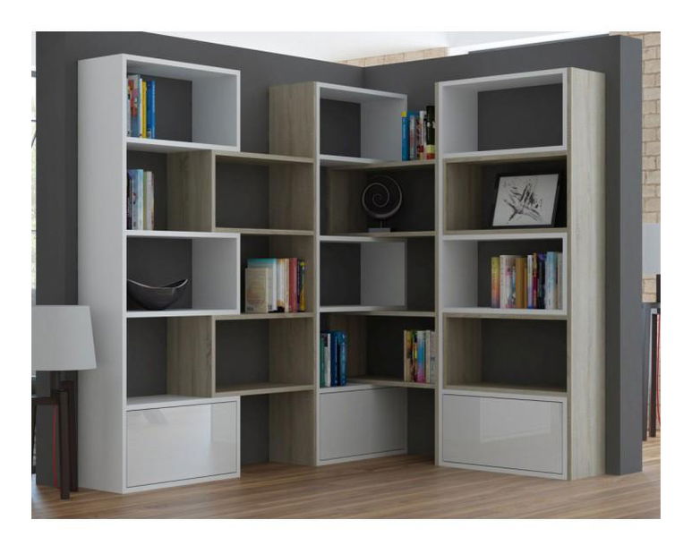 Polcos szekrény Unwest (fehér + sonoma tölgy) *kiárusítás