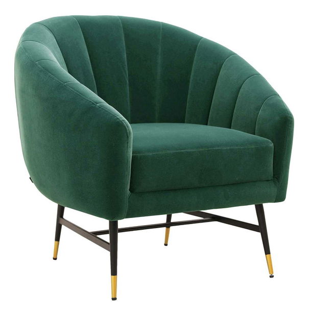 Relaxačné kreslo Bonny (tmavozelená + čierna + zlatá)