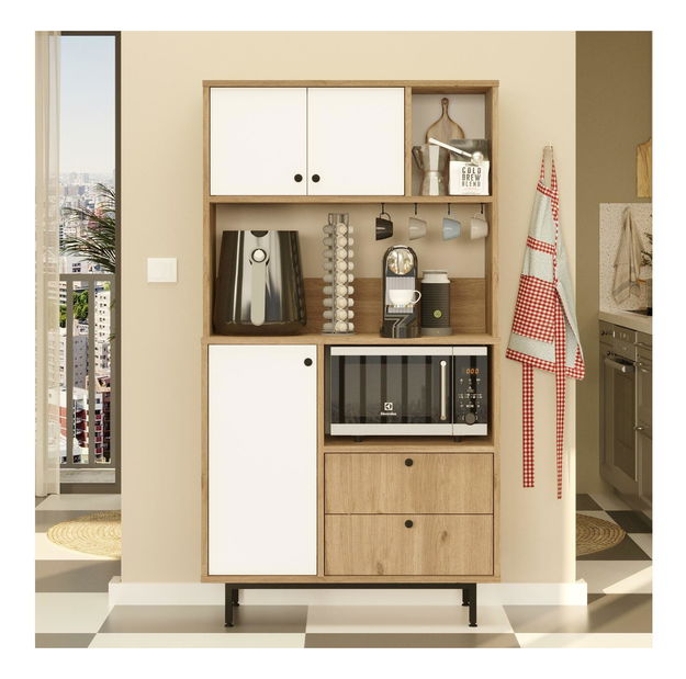 Dulap cu rafturi Rebutia 3 (stejar + alb)