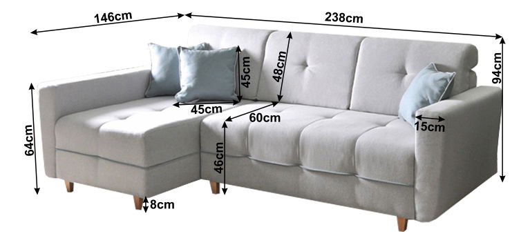 Sedacia súprava Haveron (L) (svetlosivá)