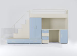 Detská posteľ Ruby V (kašmír + lesk svetlomodrý) (s roštami)